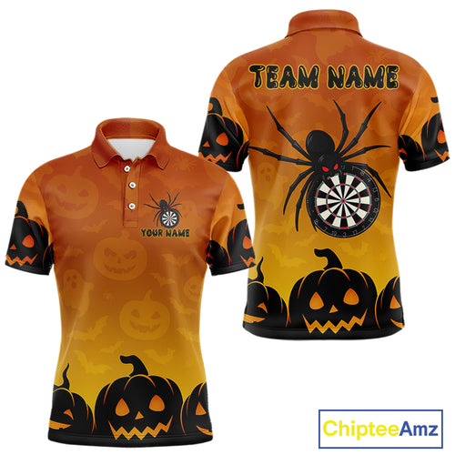 Personalized Orange Funny Spider Darts Shirt For Men Custom Halloween Darts Team Jersey, Dart Gift TDM4923
