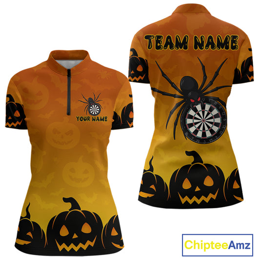 Personalized Orange Funny Spider Darts Shirt For Women Custom Halloween Darts Team Jersey, Dart Gift TDM4923