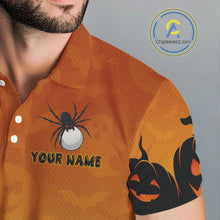 Load image into Gallery viewer, Personalized Orange Funny Spider Golf Polo Shirt For Men Custom Halloween Ladies Golf Outfit Gifts TDM4924