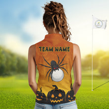 Load image into Gallery viewer, Personalized Funny Spider Golf Sleeveless Polo Shirt Custom Halloween Ladies Golf Outfit TDM4924