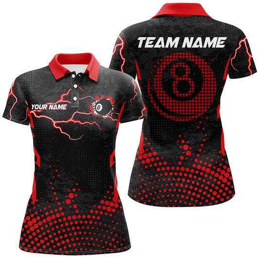 Personalized Red 8 Ball Point 3D Billiard Women Polo Shirts Best Custom Billiards Apparel Clothing TDM0474