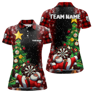 Black And Red Funny Santa Christmas Dart Shirts For Women Custom Christmas Pine Tree Xmas Dart Outfit TDM3130