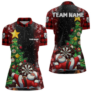 Black And Red Funny Santa Christmas Dart Shirts For Women Custom Christmas Pine Tree Xmas Dart Outfit TDM3130