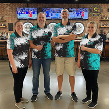 Load image into Gallery viewer, Turquoise Grunge Paint Splash Dart Shirts For Women Custom Darts Jersey Team Polo &amp; Quarter Zip TDM5353