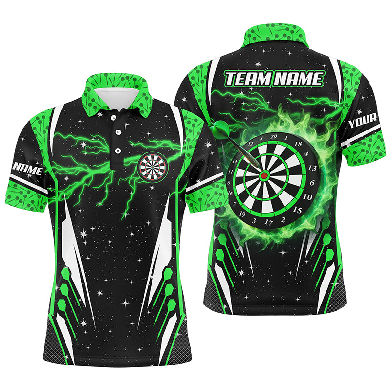 Personalized Thunder Lightning Green Dart Jerseys Men Polo Shirts Custom Team League Dart Shirts TDM1180