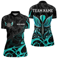 Load image into Gallery viewer, Turquoise Arrow Wings Custom Dart Shirt For Women, Dart Jerseys Pocket Option TDM3668
