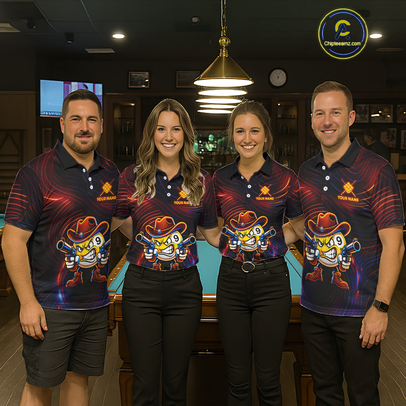 Funny Neon 9 Ball Billiard Shirt For Men Custom Pool Team Shirt, Billiard Jersey Polo & 1/4 Zip TDM6248