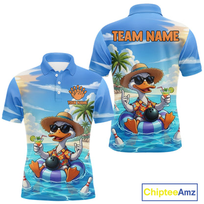 Funny Duck Bowling Jersey For Men Custom Tropical Beach Bowling Shirt Team Polo & Quarter Zip TDM6459