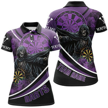 Load image into Gallery viewer, Grim Reaper Purple Darts Jersey Women Polo &amp; Quarter-Zip Shirts Custom Team League Darts Shirts TDM1726