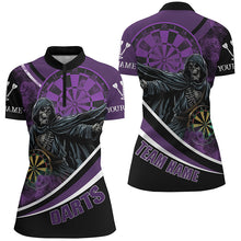 Load image into Gallery viewer, Grim Reaper Purple Darts Jersey Women Polo &amp; Quarter-Zip Shirts Custom Team League Darts Shirts TDM1726