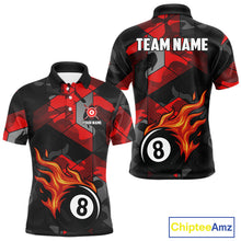 Load image into Gallery viewer, Red And Black Camo Billiard Shirt For Men Custom Flaming 8 Ball Pool Team Shirt, Billiard Jerseys TDM4119