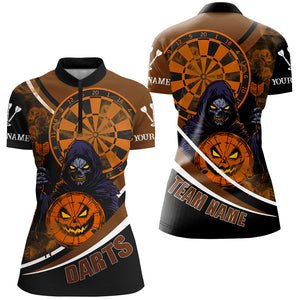 Death Skeleton Funny Dartboard Face Custom Halloween Orange Dart Shirts, Scary Halloween Dart Jersey TDM2664