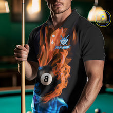 Load image into Gallery viewer, Blue And Orange Flaming Smoke 8 Ball Men's Billiard Shirt, Pool Team Shirts Custom Billiard Jersey TDM5142