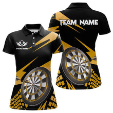 Load image into Gallery viewer, Yellow Black Custom Dart Shirts For Women, Personalized 3D Darts Board Dart Jerseys Polo &amp; 1/4 Zip TDM3140