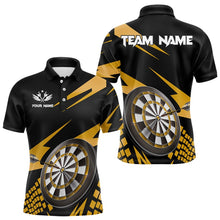 Load image into Gallery viewer, Yellow Black Custom Dart Shirts For Men, Personalized 3D Darts Board Dart Jerseys Polo &amp; 1/4 Zip TDM3140