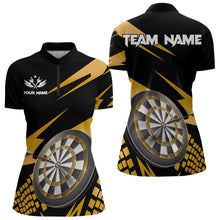 Load image into Gallery viewer, Yellow Black Custom Dart Shirts For Women, Personalized 3D Darts Board Dart Jerseys Polo &amp; 1/4 Zip TDM3140