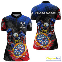 Load image into Gallery viewer, Patriotic American Flag Eagle Flame Darts Shirt For Women Custom Darts Jersey Team Polo &amp; 1/4 Zip TDM6012