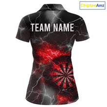 Load image into Gallery viewer, Custom Lightning Flame Red Dart Shirt For Women, Darts Jersey Pocket Option TDM6020