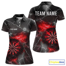 Load image into Gallery viewer, Custom Lightning Flame Red Dart Shirt For Women, Darts Jersey Pocket Option TDM6020