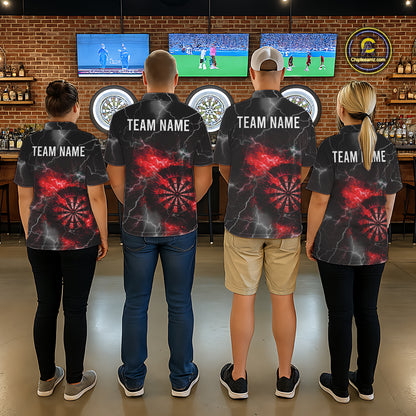 Custom Lightning Flame Red Dart Shirt For Women, Darts Jersey Pocket Option TDM6020