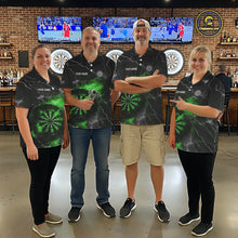 Load image into Gallery viewer, Custom Lightning Flame Green Dart Shirt For Men, Darts Jersey Pocket Option TDM6021