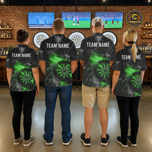 Load image into Gallery viewer, Custom Lightning Flame Green Dart Shirt For Men, Darts Jersey Pocket Option TDM6021