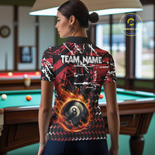 Load image into Gallery viewer, Grunge Black And Red Flaming 8 Ball Pool Women's Billiard Shirts Custom Billiard Jerseys Team Shirts TDM3833