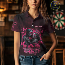 Load image into Gallery viewer, Personalized Skeleton And Roses Gothic Romance Dart Shirts For Women, Dart Jersey Outfit, Dart Gifts TDM3834