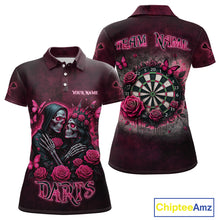 Load image into Gallery viewer, Personalized Skeleton And Roses Gothic Romance Dart Shirts For Women, Dart Jersey Outfit, Dart Gifts TDM3834