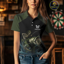 Load image into Gallery viewer, Funny Skeleton Fishing Darts Shirt For Women, Darts Jersey With Pocket Option TDM3953