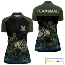 Load image into Gallery viewer, Funny Skeleton Fishing Darts Shirt For Women, Darts Jersey With Pocket Option TDM3953