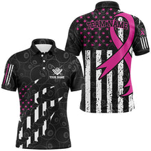 Load image into Gallery viewer, Pink Ribbon American Flag Custom Patriotic Billiard Jerseys For Men, Breast Cancer Billiard Shirts TDM2425