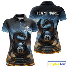 Load image into Gallery viewer, Custom Dragon Billiard Shirt For Women, 8 Ball Pool Jersey Billiard Team Shirt Polo &amp; Quarter Zip TDM4736