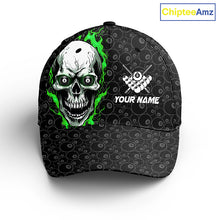 Load image into Gallery viewer, Blue Flame Skull Custom Name Billiard Cap Hats, Personalized 3D Printed Billiard Baseball Caps TDM0291