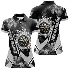 Load image into Gallery viewer, Personalized Dartboard Fire Flame Smoke Custom Dart Shirts For Women, Darts Team Jerseys | Grey TDM2899