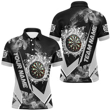 Load image into Gallery viewer, Personalized Dartboard Fire Flame Smoke Custom Dart Shirts For Men, Darts Team Jerseys | Grey TDM2899