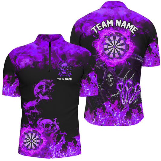 Fire Flame Darts Board Custom Skull Dart Shirts For Men, Grim Reaper  Dart Jerseys | Purple TDM2905