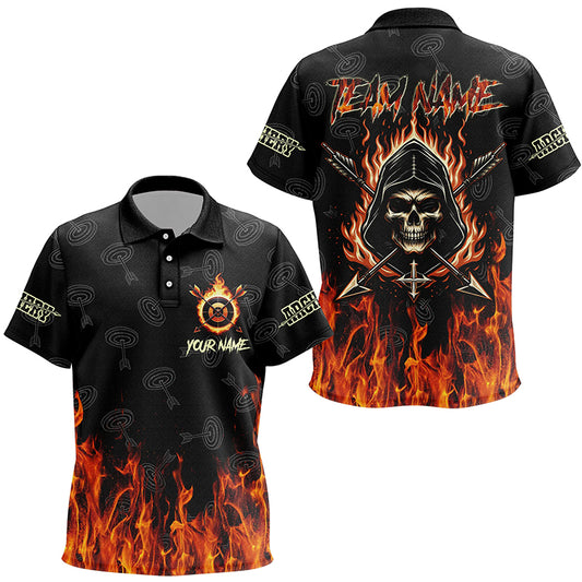 Archery Skull Fire Customized Target Pattern Polo Shirts For kid, Archery Shirts Gifts For Archer TDM1049