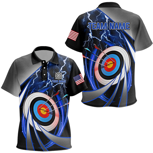 Blue Archery 3d Target Thunder Lightning Personalized Kid Polo Shirts, Team League Archery Shirts TDM1051