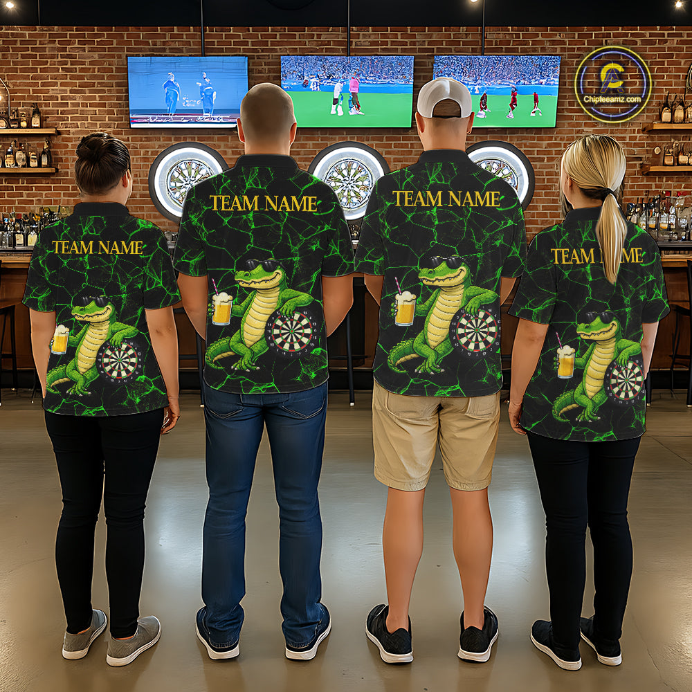 Black And Green Funny Alligator Darts Shirt For Men Custom Lightning Darts Team Jersey Outfit TDM5873