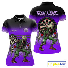 Load image into Gallery viewer, Purple Funny Zombie Dart Shirt With Pocket Option For Women Custom Dart Jersey TDM4938
