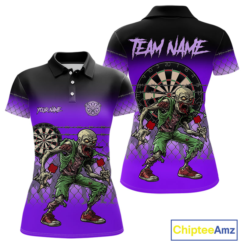 Purple Funny Zombie Dart Shirt With Pocket Option For Women Custom Dart Jersey TDM4938
