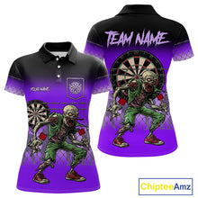 Load image into Gallery viewer, Purple Funny Zombie Dart Shirt With Pocket Option For Women Custom Dart Jersey TDM4938
