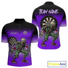 Load image into Gallery viewer, Purple Funny Zombie Dart Shirt With Pocket Option For Men Custom Dart Jersey TDM4938