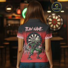 Load image into Gallery viewer, Red Funny Zombie Darts Shirt With Pocket Option For Women Custom Darts Jersey TDM4939