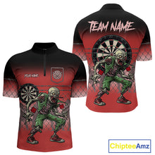 Load image into Gallery viewer, Red Funny Zombie Darts Shirt With Pocket Option For Men Custom Darts Jersey TDM4939