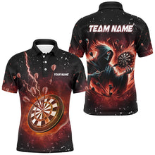 Load image into Gallery viewer, Personalized Scary Death Skeleton Fire Dart Shirts For Men Custom Darts League Team Jerseys TDM2918