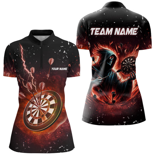 Personalized  Grim Reaper Fire Dart Shirts For Women Custom Darts League Team Jerseys TDM2918