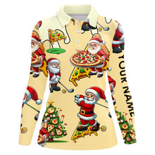 Load image into Gallery viewer, Funny Christmas Santa Pizza Golf Polo Shirts For Women Custom Xmas Golf Shirts, Gifts For Golfers TDM3158