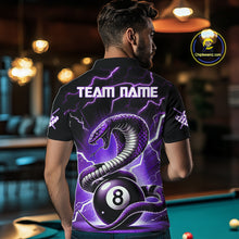 Load image into Gallery viewer, Purple 8 Ball Lightning Thunder Cobra Snake Billiard Shirt For Men Custom Pool Team Jersey TDM5875